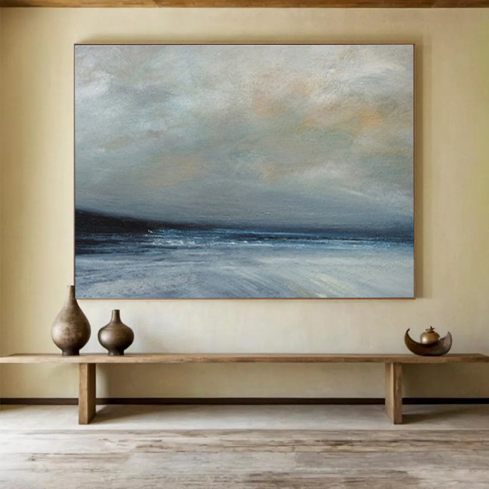 Unique Abstract Art Gray & Beige Abstract Coastal Art HPS180