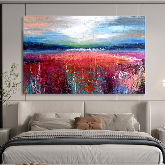 Large Contemporary Wall Art Colorful Landscape Abstract On Canvas HPS008