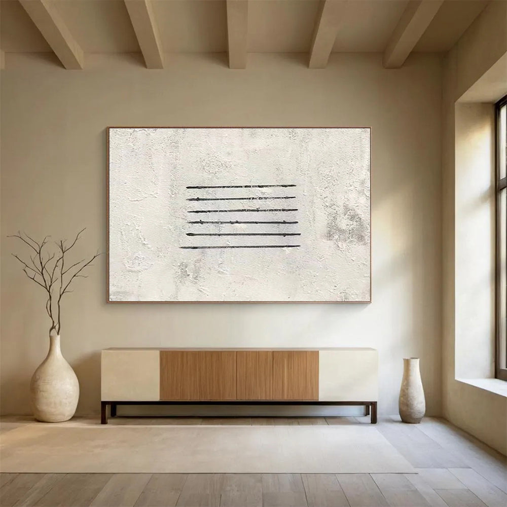 Cool Abstract Paintings Black & White Linear Minimalist Art HPS230