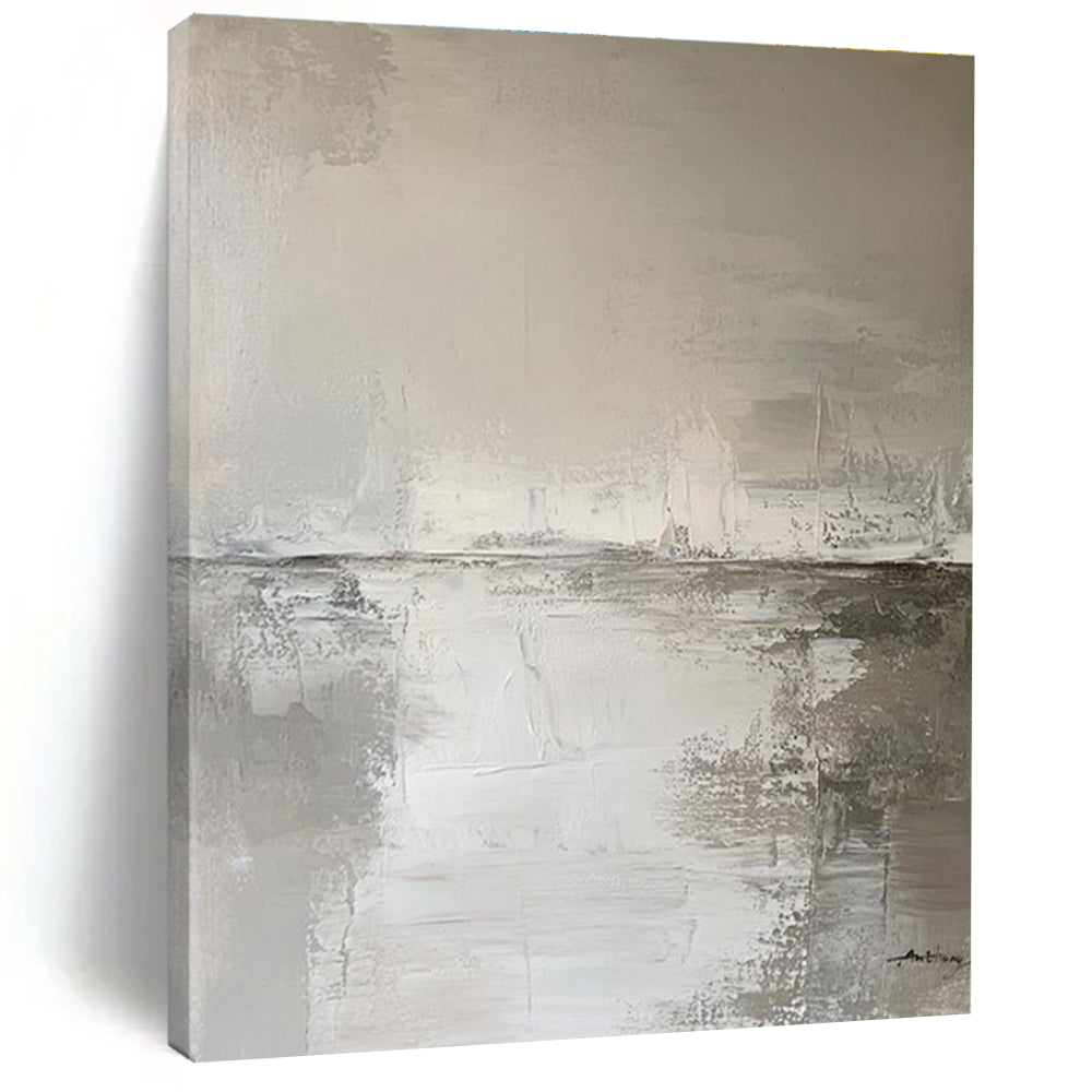 Gaint Canvas Art Gray & White Abstract Water Scene, Modern Art Acrylic DPS487