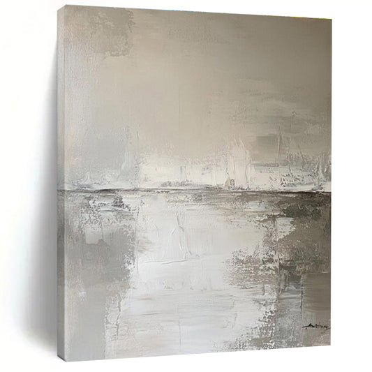 Gaint Canvas Art Gray & White Abstract Water Scene, Modern Art Acrylic DPS487