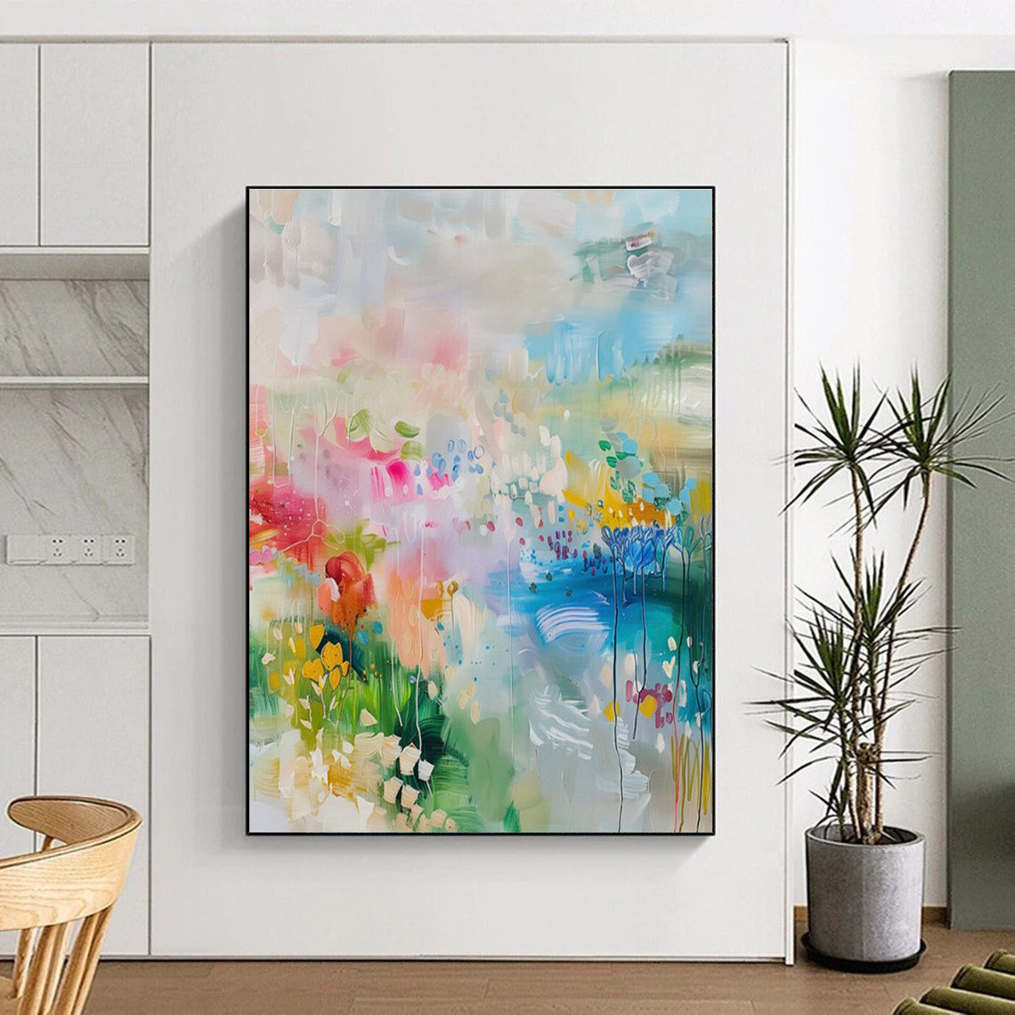 Hand-Painted Colorful Floral Abstract Art PT717