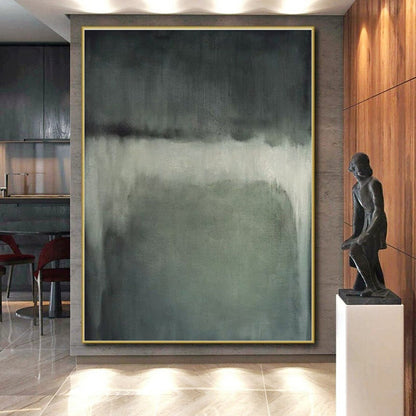 Minimalist Canvas Art Gray and White Abstract Misty Scene, Modern Art Acrylic PT531