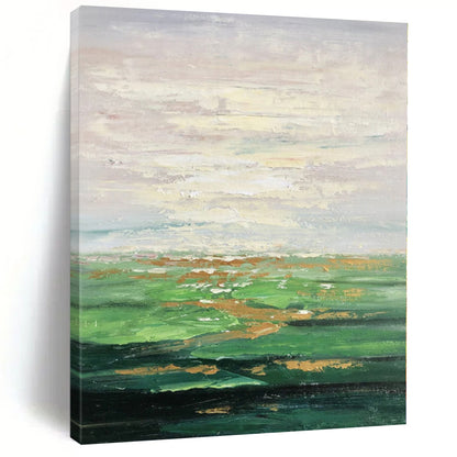 Acrylic Modern Art Paintings Green & Gold Landscape Abstract Painting On Canvas PT067
