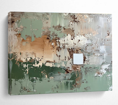 Large Contemporary Wall Art Green, Beige & White Textured Abstract Acrylic Painting HPS249