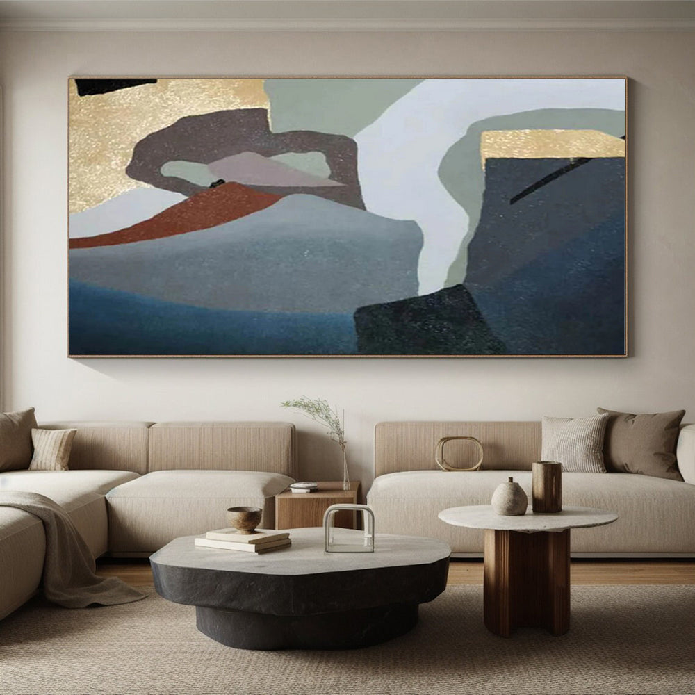 Unique Abstract Art Multicolor Geometric Abstract Art with Gold Accents PT424