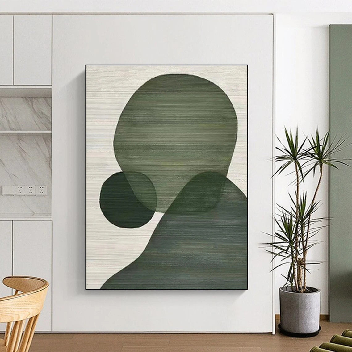 48x60 Green Minimalist Geometric Abstract Canvas Art PT334