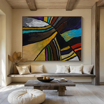 Hand Painted Art Colorful Geometric Abstract On Canvas HPS011