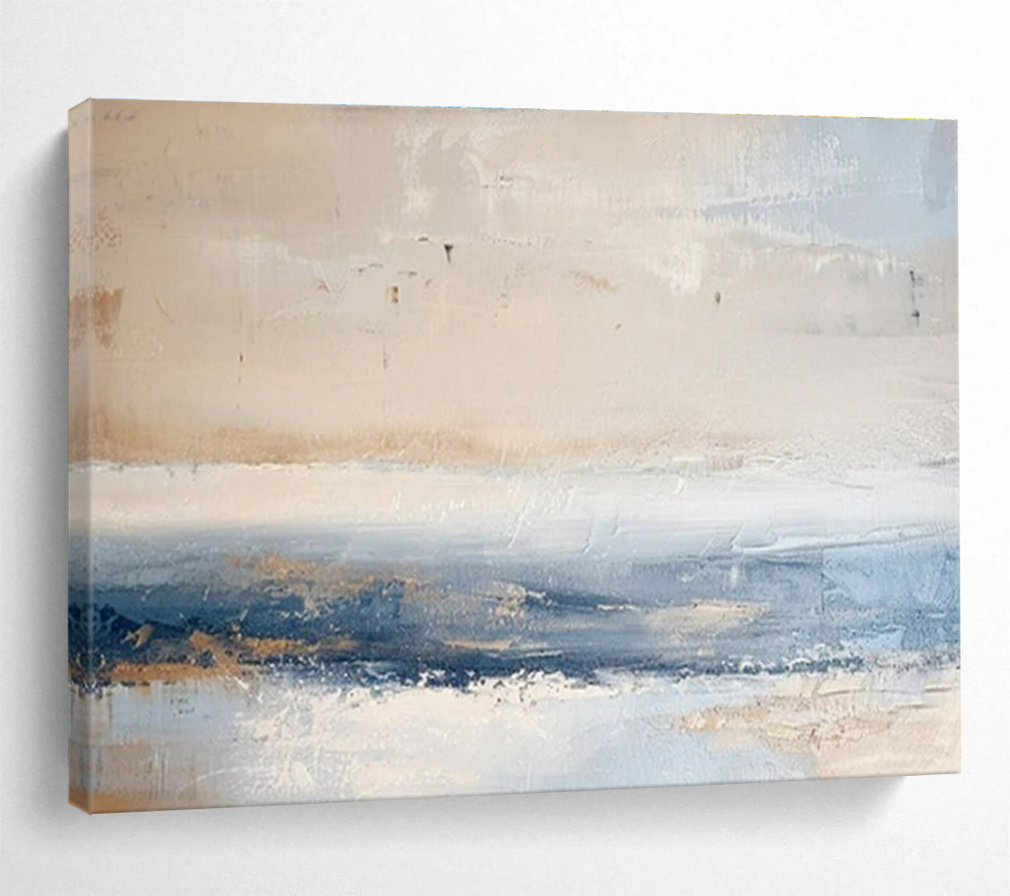 Paintings For House Beige, Blue, and Gray Textured Abstract Seaside Art HPS400