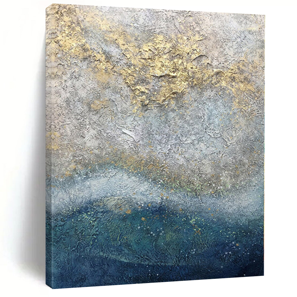 Huge Size Textured Gray and Gold Abstract Painting, Oversized Abstract Wall Art PT005