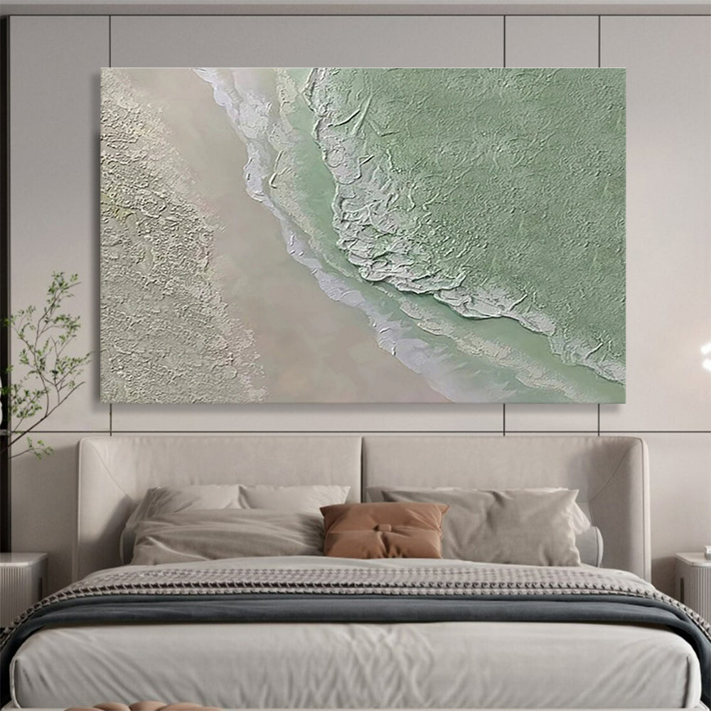 Large Size Green & Beige Textured Landscape Abstract Art HPS224
