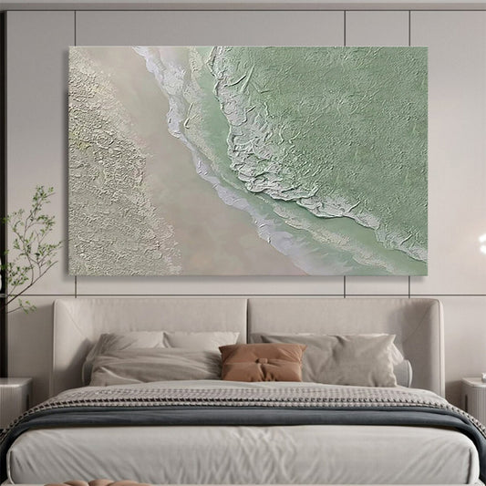 Large Size Green & Beige Textured Landscape Abstract Art HPS224