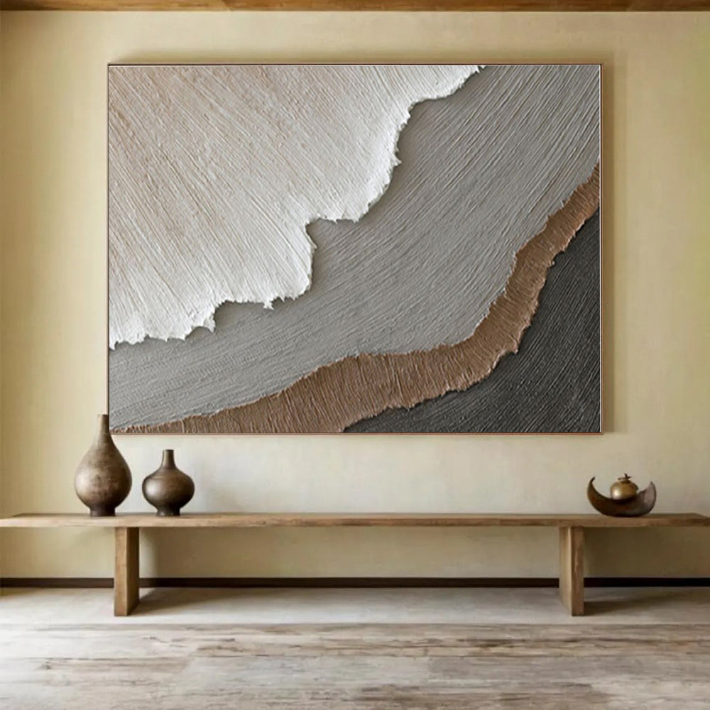 Handmade Art Neutral Tones Textured Abstract On Canvas HPS066