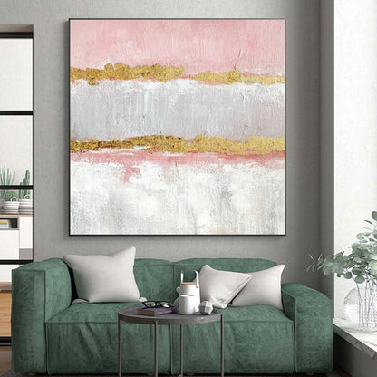 48x60 Pink Gray Gold Textured Abstract Minimalist Art PT347