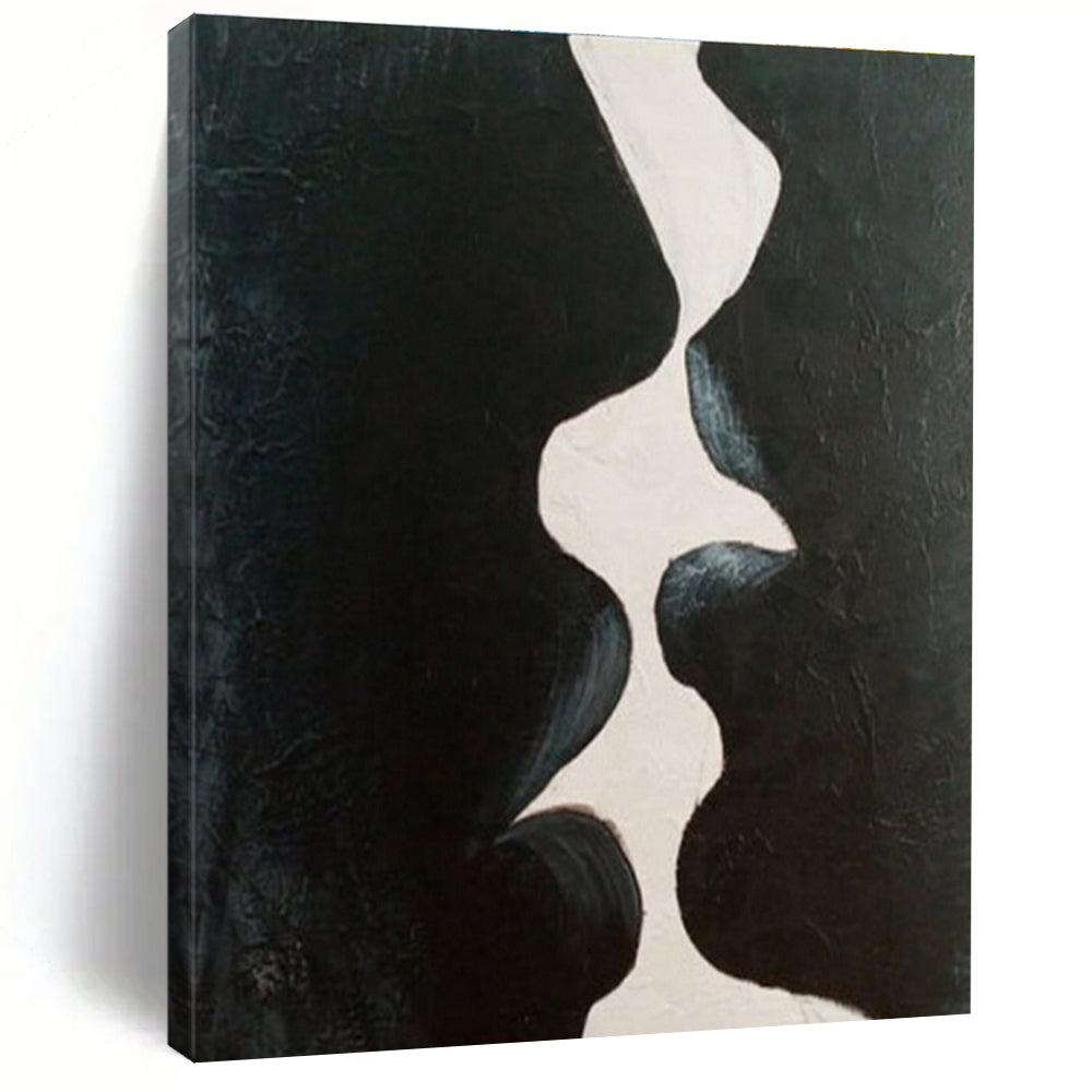 Handmade Art Black and White Organic Abstract Art PT720