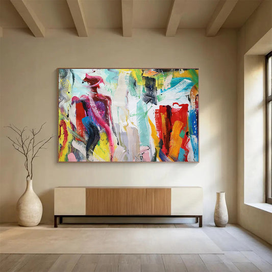 Acrylic Modern Art Paintings Vibrant Multicolor Figurative Abstract Painting On Canvas HPS083