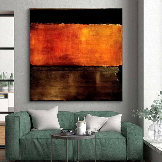 Handmade Art Orange & Brown Textured Abstract Painting On Canvas PT104