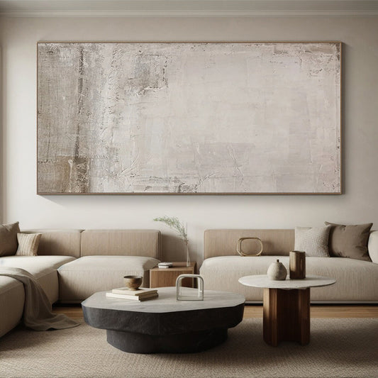 Minimalist Canvas Art in Beige and Grey Textured Neutrals PT222