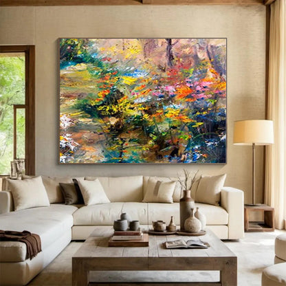 Acrylic Modern Art Paintings Vibrant Multicolor Floral Abstract Painting On Canvas HPS093