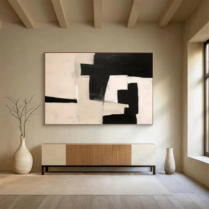 Minimalist Canvas Art Black & White Abstract Geometric Art HPS202
