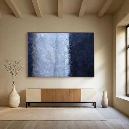 Large Contemporary Wall Art Blue and Gray Abstract Minimalist Art HPS366