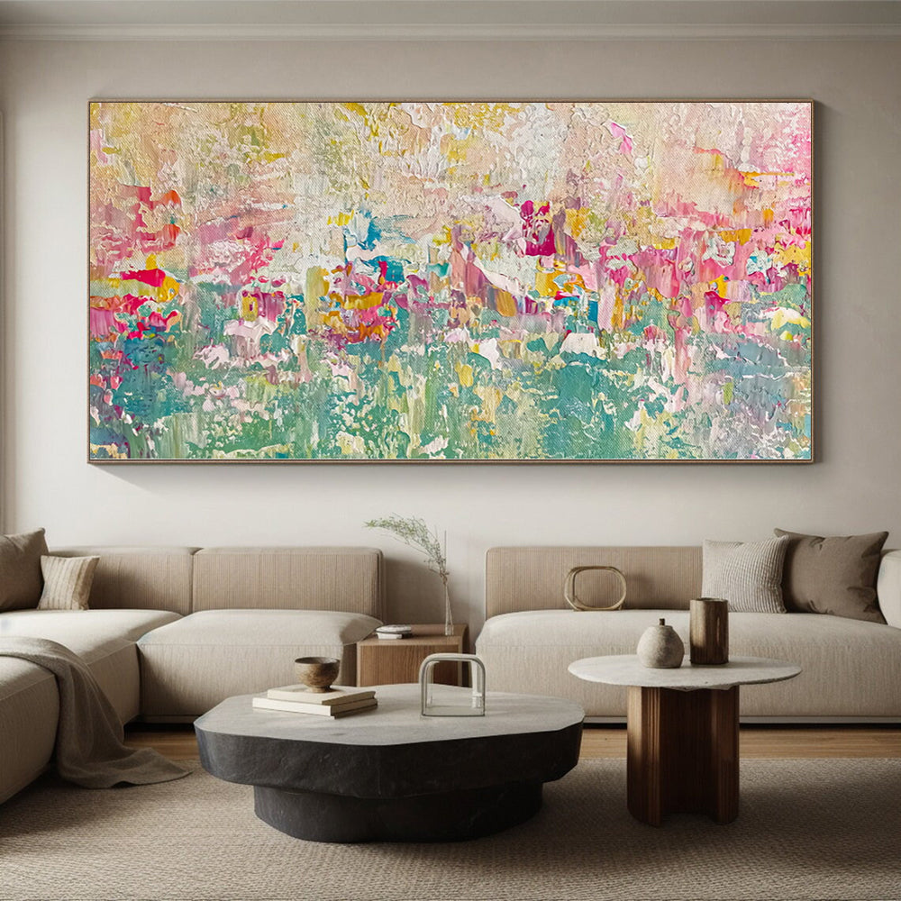 Hand Painted Art Multicolor Textured Abstract Painting On Canvas PT109