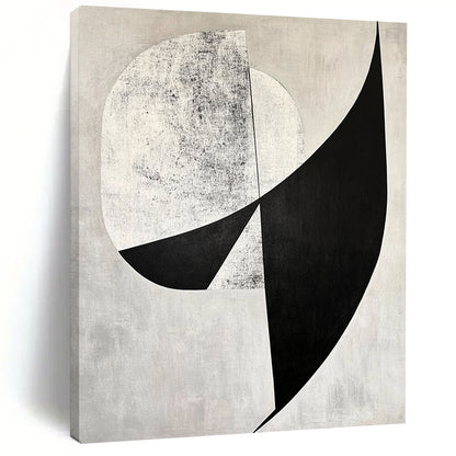 Custom Large Abstract Art For Living Room With Black, White, Gray Geometric Abstraction On Canvas PT189