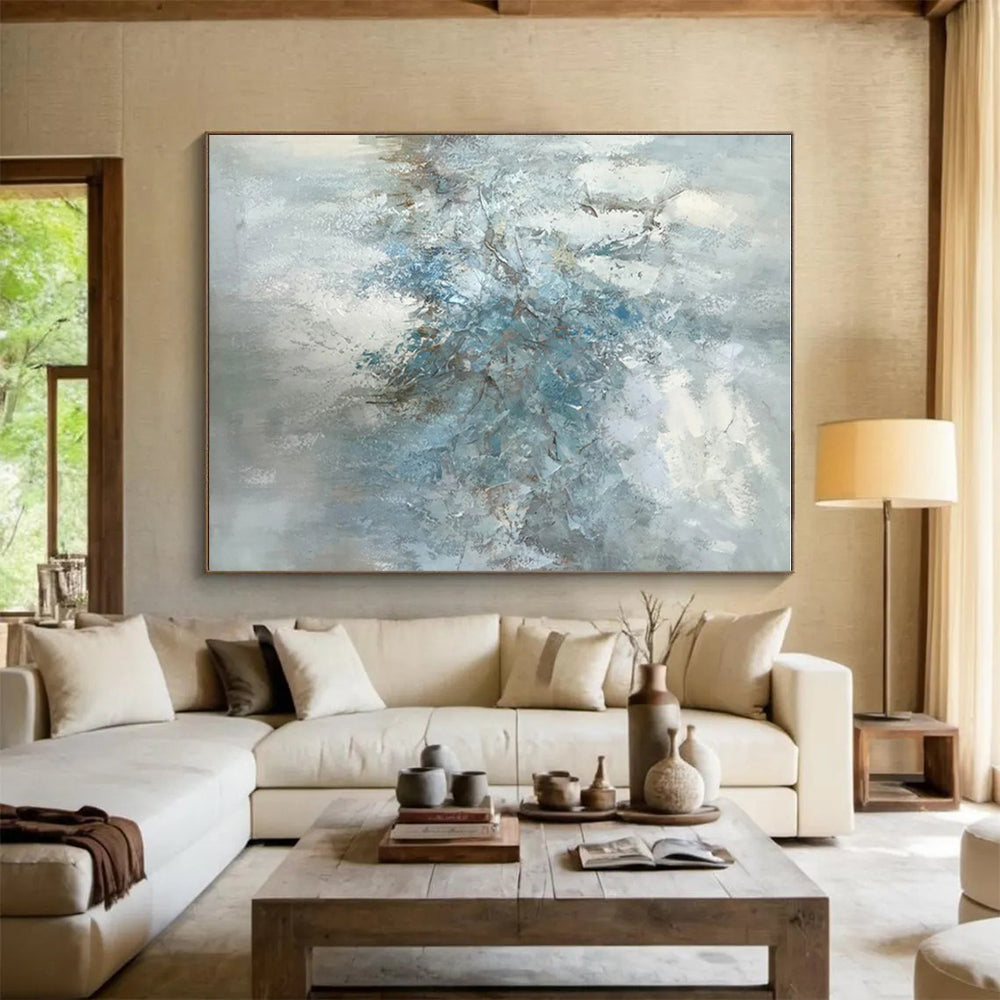 Acrylic Modern Art Paintings Blue Gray Textured Abstract Landscape Art PT392