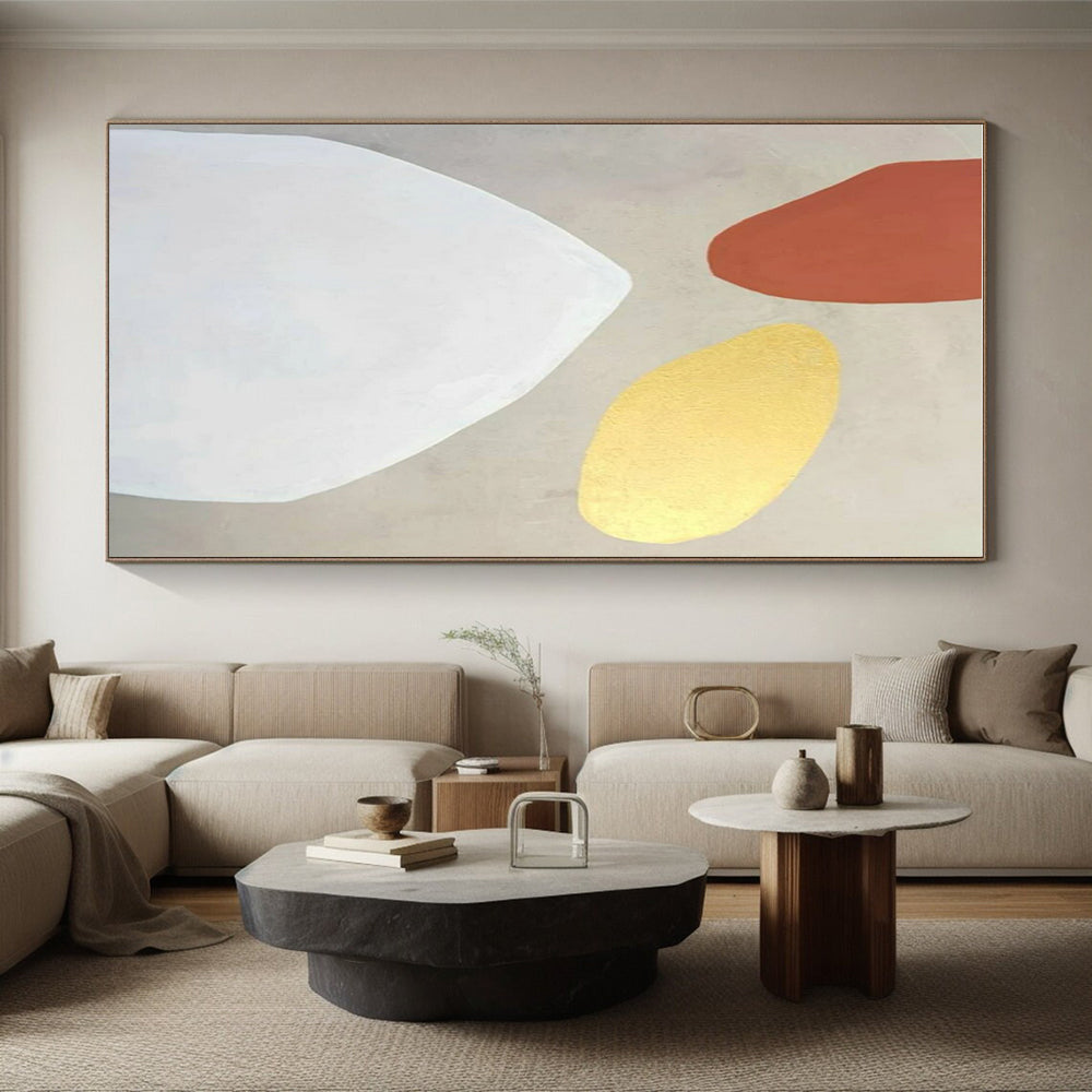 Hand-Painted Terracotta, Gold, and White Abstract Art PT643