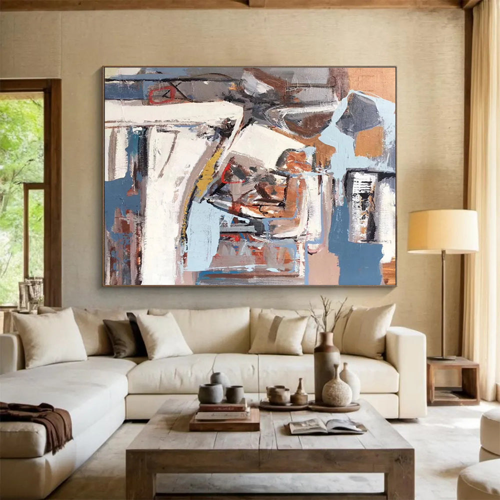 Acrylic Modern Art Paintings Gray, White & Brown Abstract Urban Art HPS183
