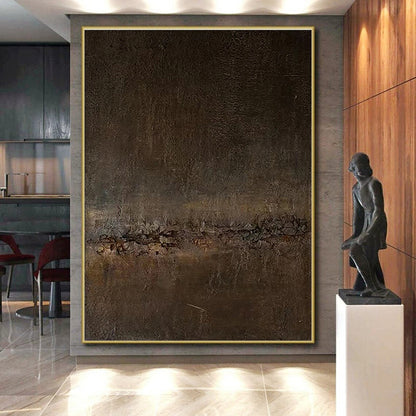 Huge Size Dark Brown Textured Abstract Art, Acrylic Modern Art Painting PT314