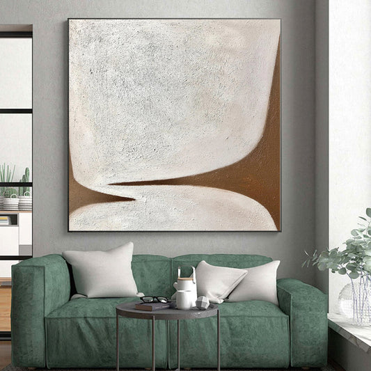 Modern Art Acrylic Beige & Brown Textured Abstract Painting On Canvas PT039