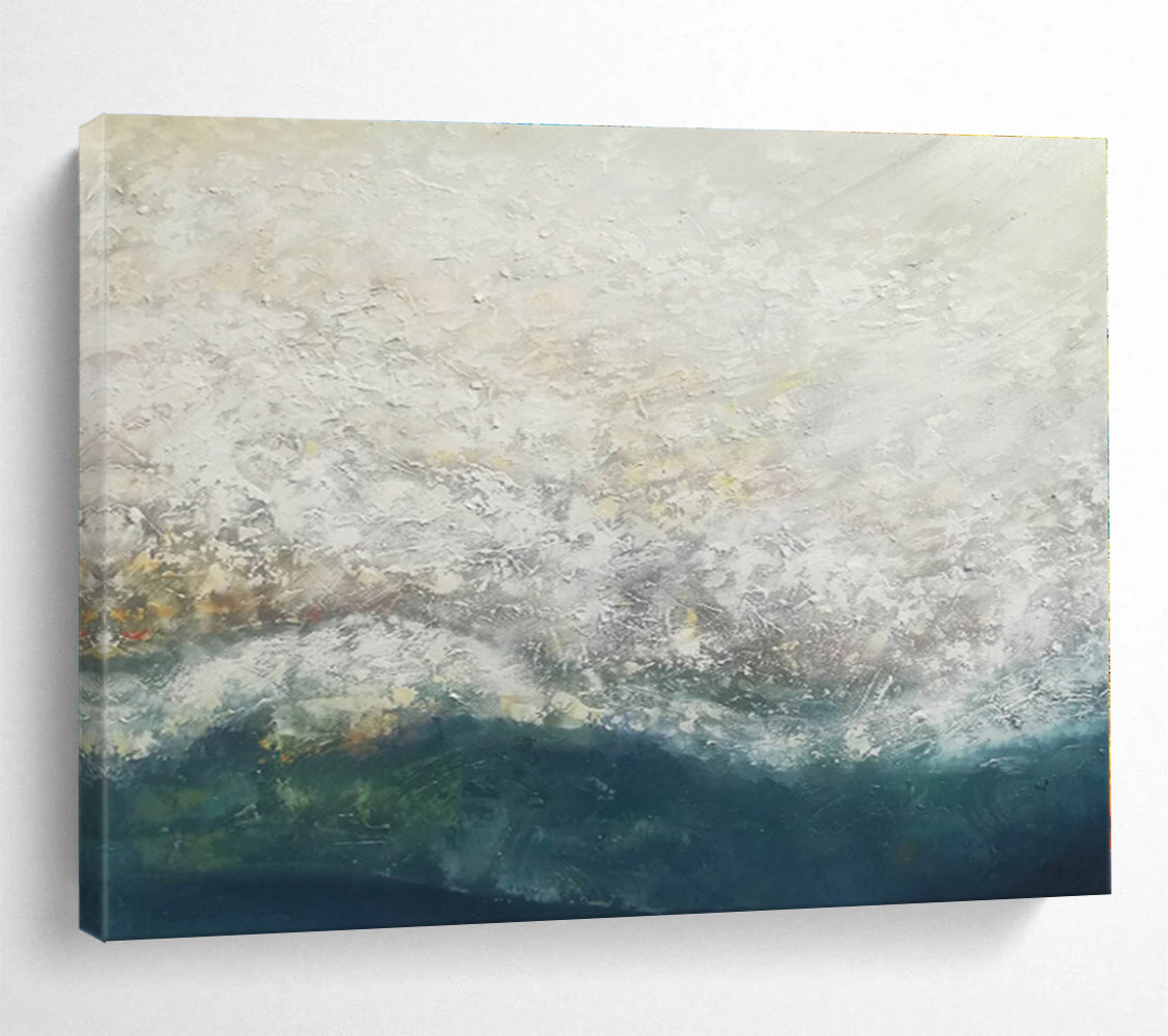 Hand-Painted Neutral Tones Textured Sea Abstract Painting On Canvas HPS081