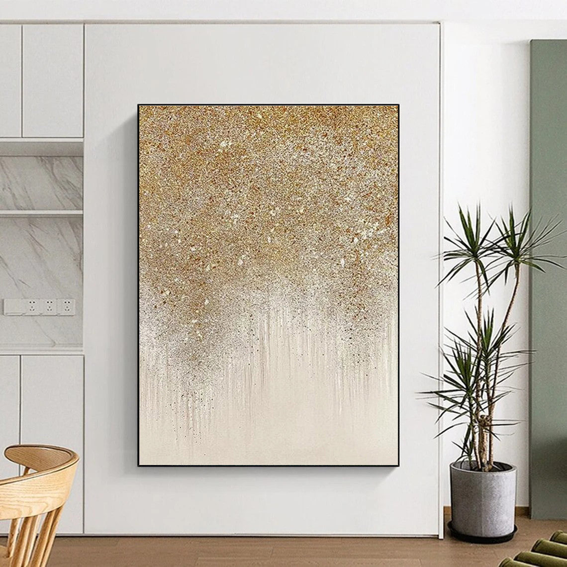 Modern Art Acrylic Gold Beige Textured Abstract Art PT380