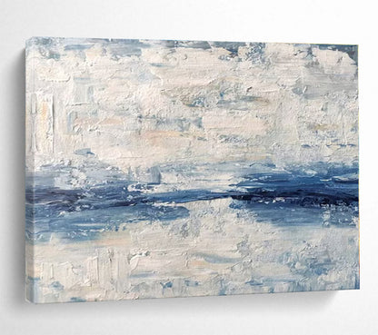 Large Size Blue & White Textured Abstract Sea Art HPS145