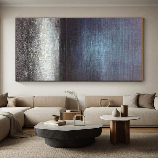 Minimalist Canvas Art in Blue and Grey Abstract Gradient Landscape PT253