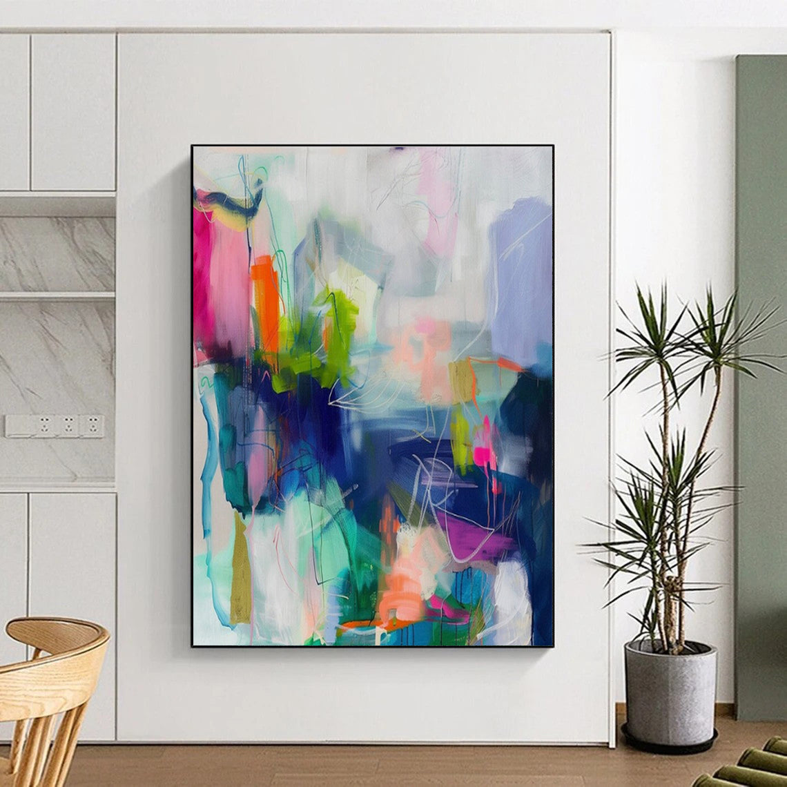 Oversized Abstract Wall Art Colorful Geometric Abstract Art PT715