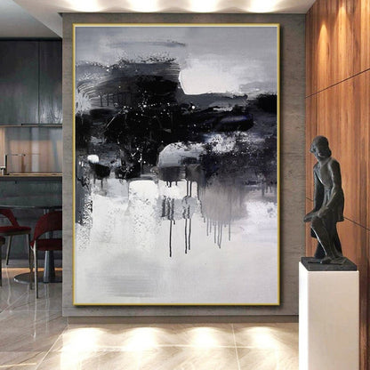 Cool Abstract Paintings Black White Gray Textured Abstract Art PT428