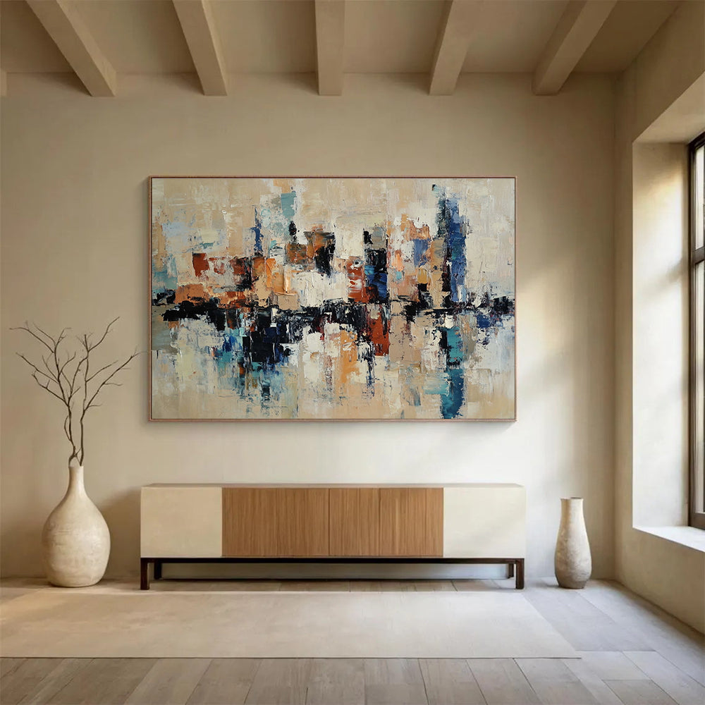 Paintings For House Multicolor Abstract Cityscape with Reflection HPS310
