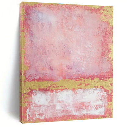 Hand-Painted Pink, Gold & White Abstract Color Block, Paintings For House DPS514
