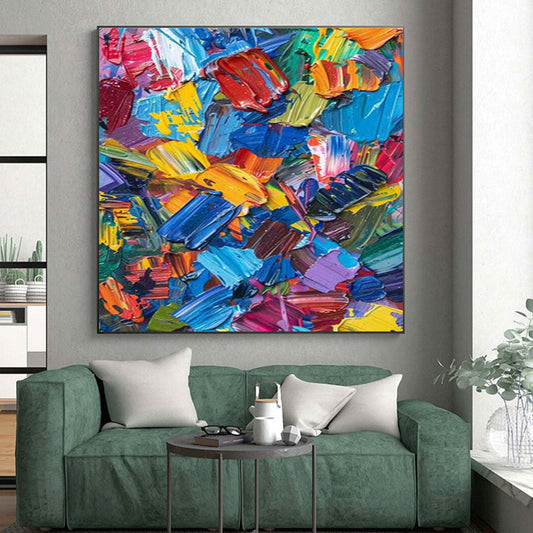 Cool Abstract Paintings Multicolor Thick Textured Abstract Art PT363