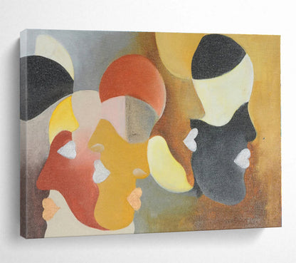 Unique Abstract Art Geometric Shapes In Warm Tones On Canvas HPS003