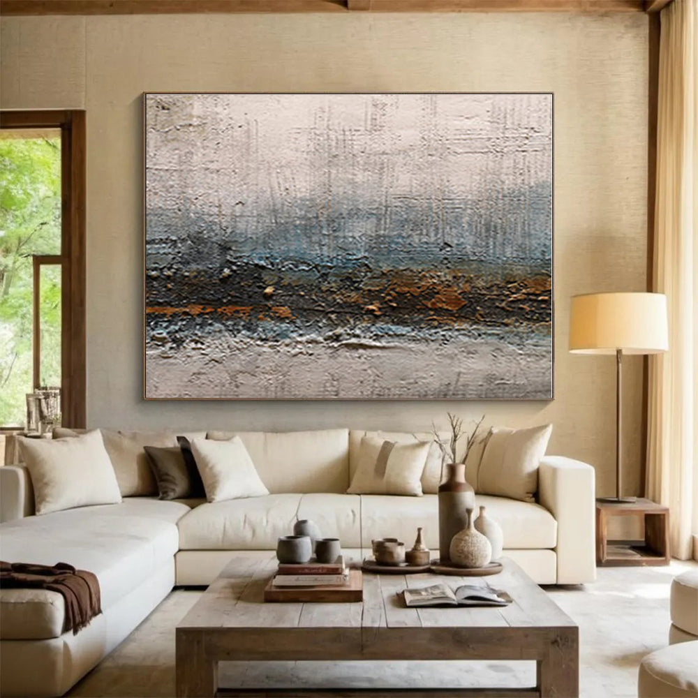 Hand Painted Art Neutral Tones Textured Landscape Abstract Painting On Canvas HPS095