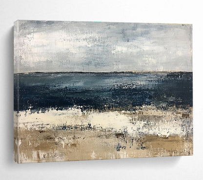Buy Abstract Art Online Gray, Blue, and Beige Abstract Seaside Landscape HPS309