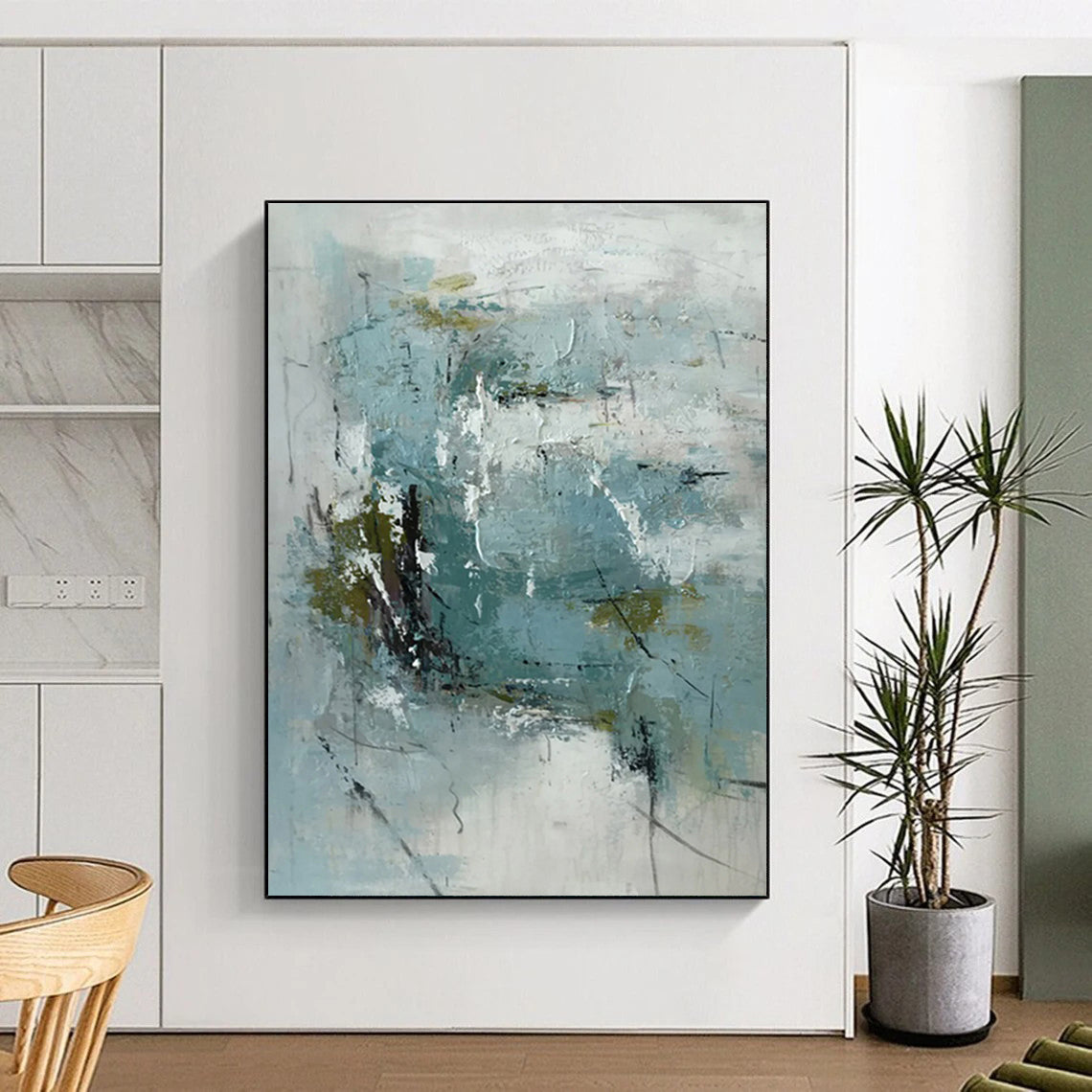 Acrylic Modern Art Paintings Blue Gray Green Abstract Art PT422