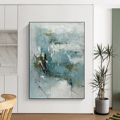 Acrylic Modern Art Paintings Blue Gray Green Abstract Art PT422