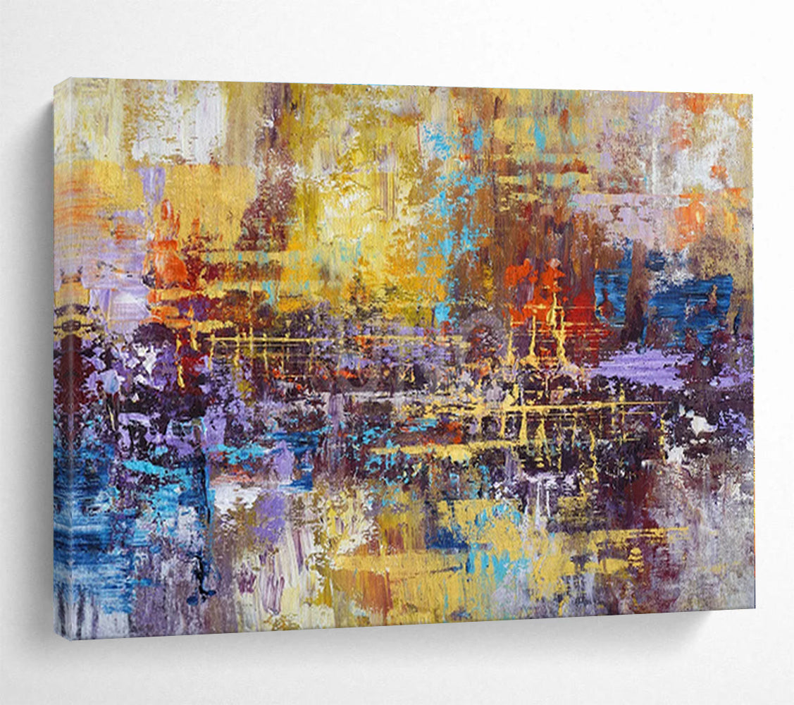 Acrylic Modern Art Paintings Vibrant Multicolor Textured Abstract On Canvas HPS052