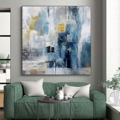 Acrylic Modern Art Paintings Blue Gray Abstract Urban Scene Art PT446