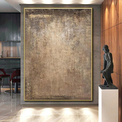 Huge Size Brown Abstract Textured Composition, Oversized Abstract Wall Art PT533
