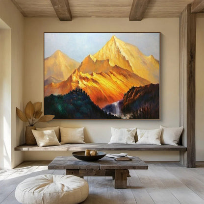 Hand Painted Art Golden Mountain Landscape Painting On Canvas HPS104